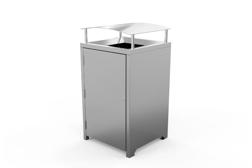 Athens bin enclosure – stainless steel covered top.