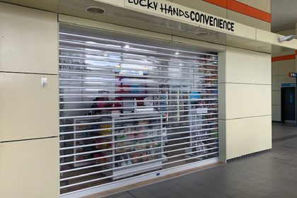 ATDC Clearvision roller shutters at Rhodes Station