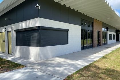Commercial security shutters secure sports pavilion