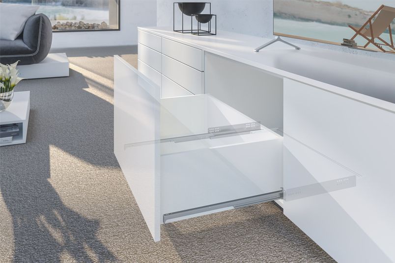 Quadro concealed runner profiles allow for sleek furniture design.