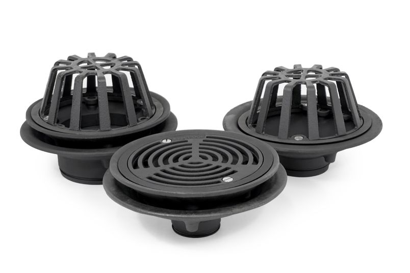 Alproof's Cast Iron Roof Drains are available in domed or flat profiles.