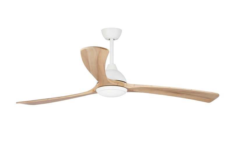 Fanco Sanctuary ceiling fan shown in White with Natural.