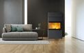 Austroflamm's Dexter freestanding fireplace features a flexible, modular design.