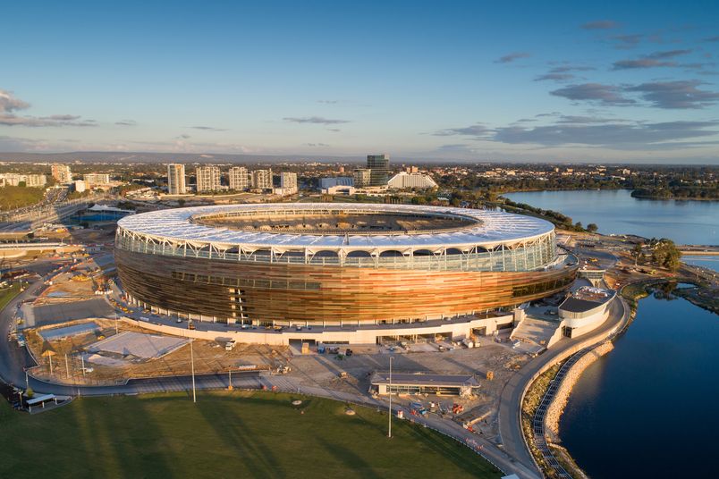 Perth Stadium features 16,000 m² of Stryüm in six different anodized colours.