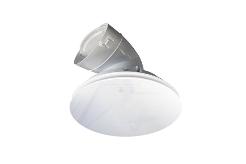 A white and round glass vent from the Airbus modular range.