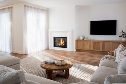 Custom Hamptons-inspired fireplace design